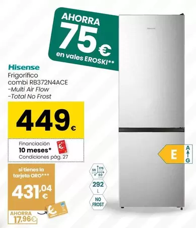 Hisense - Frigorífico Combi RB372N4ACE