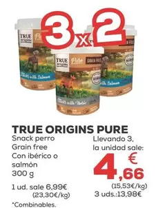 True Origins - Pure Snack Perro Grain Free Con Iberico O Salmon