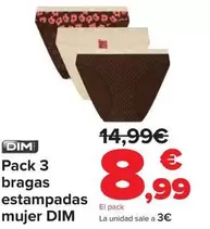 DIM - Pack 3 Bragas Estampadas Mujer