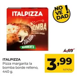 Italpizza - Pizza Margarita La Bomba Borde Relleno
