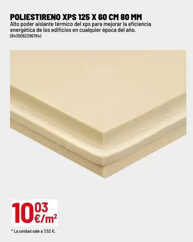 Poliestireno XPS 125 X 60 Cm 80 Mm
