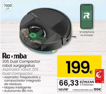 Roomba - Aspirador Robot 205 Dust Compactor
