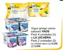 Yaos - Yogur Griego Varios Sabores Pack 4 Unidades (1) O La Lechera  Pack 2 Unidades