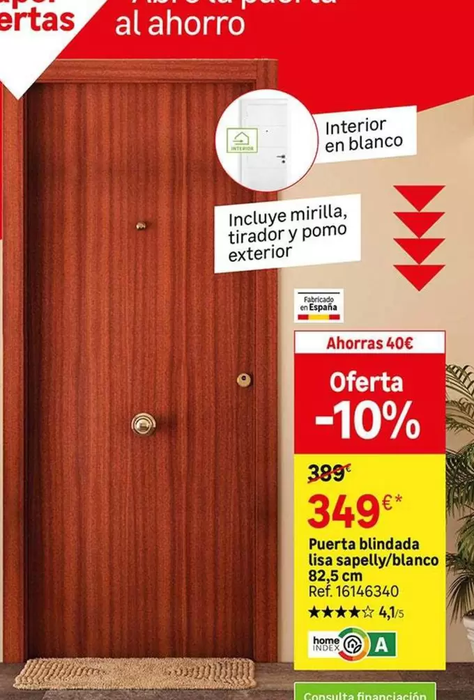 Puerta Blindada Lisa Sapelly / Blanco