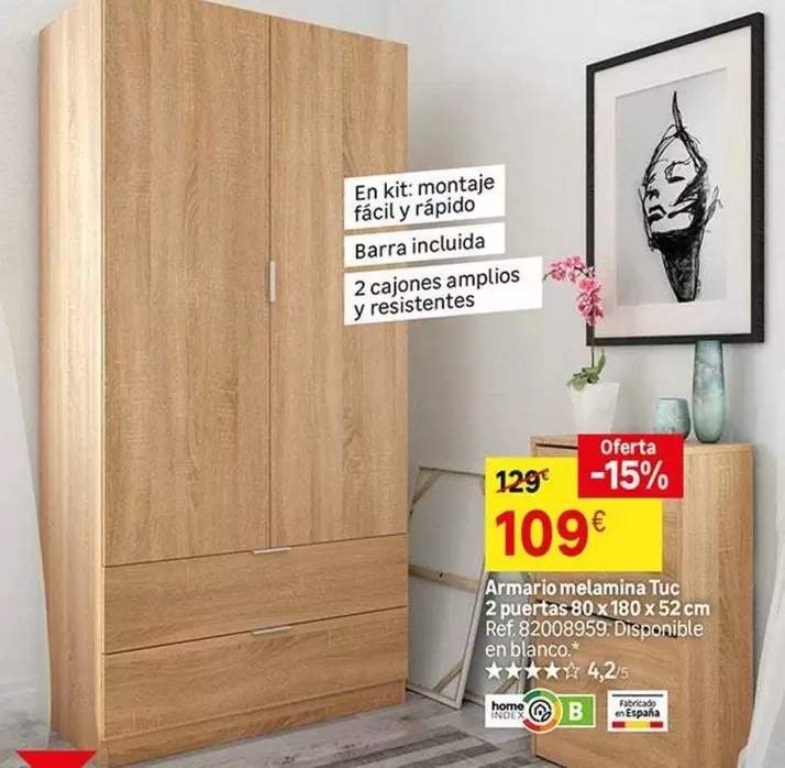 Tuc - Armario Melamina  2 Puertas + 2 Cajones