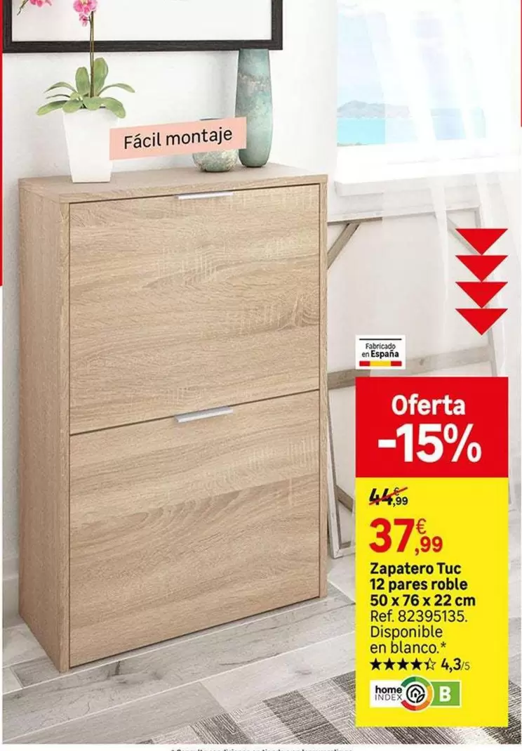 Zapatero Tuc 12 Pares Roble 50 X 76 X 22 Cm