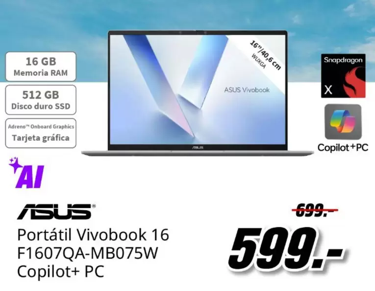 Asus - Portatil Vivobook 16 F1607qa-mb075w