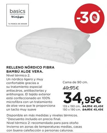 El Corte Inglés - Relleno Nórdico Fibra Bambu Aloe Vera