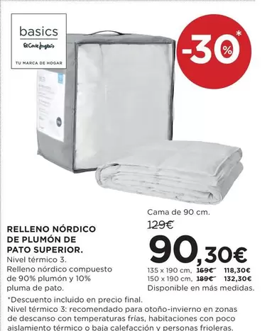 El Corte Inglés - Relleno Nordico De Plumón De Pato Superior