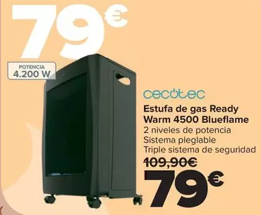 Cecotec - Estufa De Gas Ready Warm 4500 Blueflame