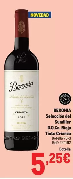 Beronia - Seleccion Del Sumiller D.o.ca. Rioja Tinto Crianza