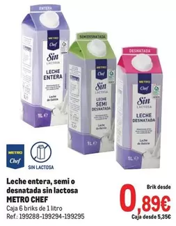 chef select - Leche Entera, Semi O Desnatada Sin Lactosa