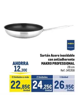 makro - Sarten Acero Inoxidable Con Antiadherente