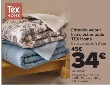 Tex Home - Edredon velour liso o estampado