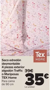 Tex Home - Saco Edredon Desmontable  4 Piezas Exterior Algodon Traffic  O Mariposas  