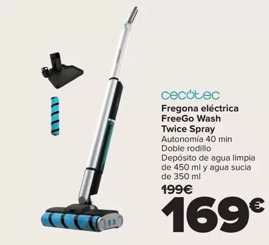 Cecotec - Fregona Electrica  Freego Wash Twice Spray