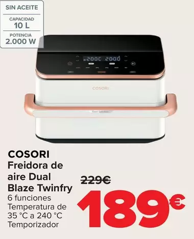 Cosori - Freidora De Aire Dual Blaze Twinfry