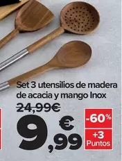 Masterpro - Set 3 Utensilios De Madera De Acacia Y Mango Inox