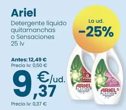 Ariel - Detergente Liquido Quitamanchas Y Sensaciones 25lv