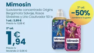 Mimosin - Suavizante Concentrado Origins Bergamota S, Rosa S, Lirio C 50lv