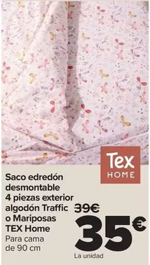Tex Home - Saco Edredon Desmontable  4 Piezas Exterior Algodon Traffic  O Mariposas  