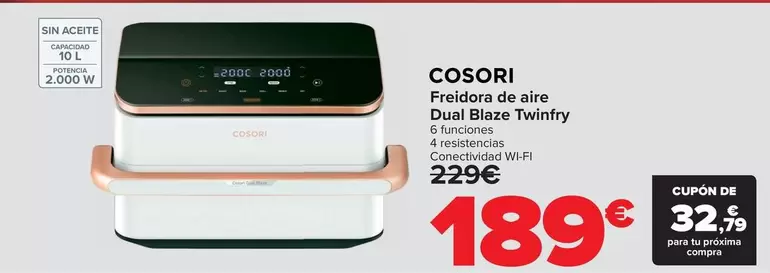 Cosori - Freidora De Aire  Dual Blaze Twinfry