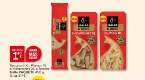 Gallo - Spaghetti Xl, Pumas Xl O Macarrones Xl Al Bronce