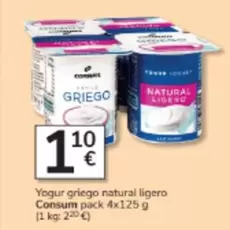 Consum - Yogur Griego Natural Ligero Pack 4x