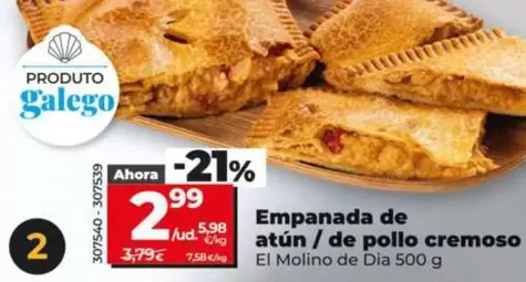 El Molino De Dia - Empanada De Atun / De Pollo Cremoso