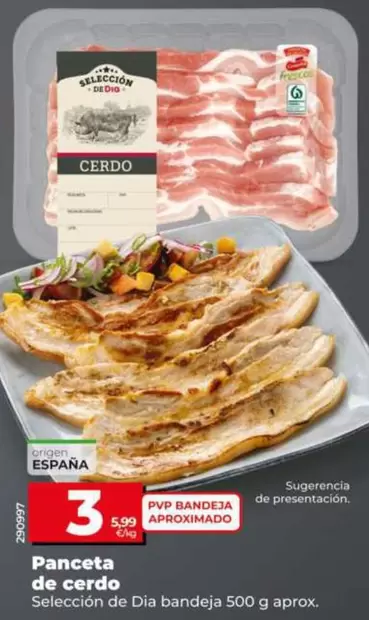 Seleccion De Dia - Panceta De Cerdo Bandeja 500 G Aprox.