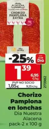 Dia Nuestra Alacena - Chorizo Pamplona En Lonchas Pack-2 X 100 G
