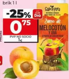 Dia Saborfera - Zumo De Melocoton Y Uva 100% Brik 1 L