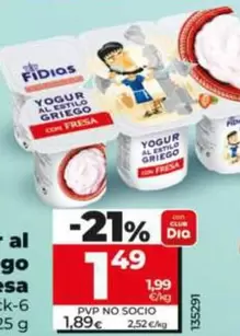 Dia Fidias - Yogur Al Estilo Griego Con Fresa Pack-6 X 125 G