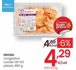 Eroski - Langostino Cocido 40-50 Piezas