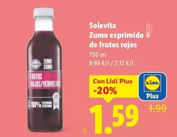 Solevita - Zumo Exprimido De Frutos Rojos