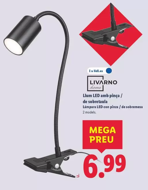 Livarno Home - Lámpara Led Con Pinza/De Sobremesa 