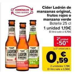 Ladrón De Manzanas - Cider Original, Frutos Rojos O Manzana Verde