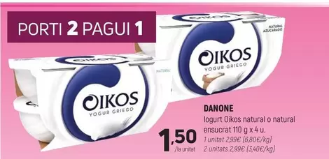 Danone - Iogurt Oikos Natural O Natural Ensucrat