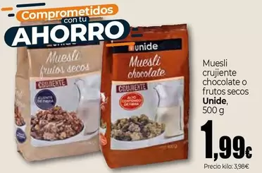 Unide - Muesli Crujiente Chocolate O Frutos Secos