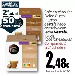 Nescafé - Cafe En Capsulas Dolce Gusto Intenso Descafeinado, Cortado O Con Leche
