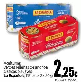 La Española - Aceitunas Verdes Rellenas De Anchoa Clasicas O Suaves