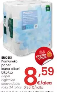 Eroski - Papel Higiénico Suave Doble Rollo