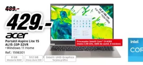 Acer - Portátil Aspire Lite 15 Alls- 33-32rv