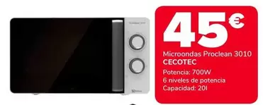 Cecotec - Microondas Proclean 3010 