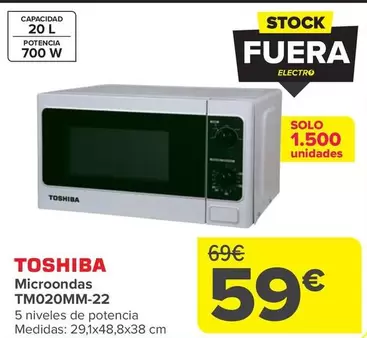 Toshiba - Microondas TM020MM-22