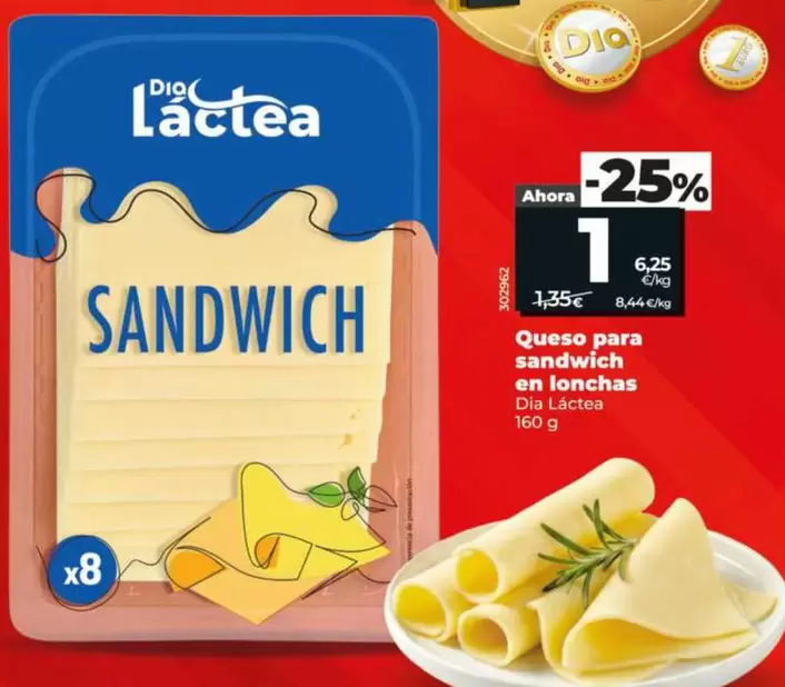 Dia Lactea - Queso Para Sandwich En Lonchas 160 G