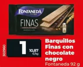 Fontaneda - Barquillos Finas Con Chocolate Negro 92 G