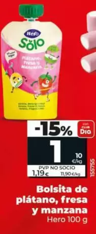 Hero - Bolsita De Plátano, Fresa Y Manzana 100 G