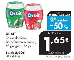 Orbit - Chicle De Fresa, Hierbabuena O Menta, 46 Grageas, 64gr 