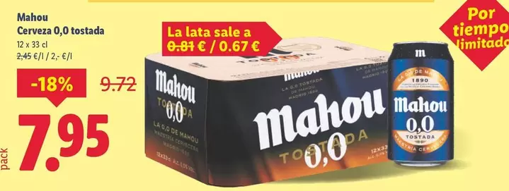 Mahou - Cerveza 0,0 Tostada 